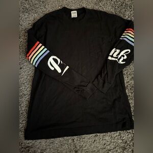 Women’s Pink Victoria Secret Black Long Sleeve Tee